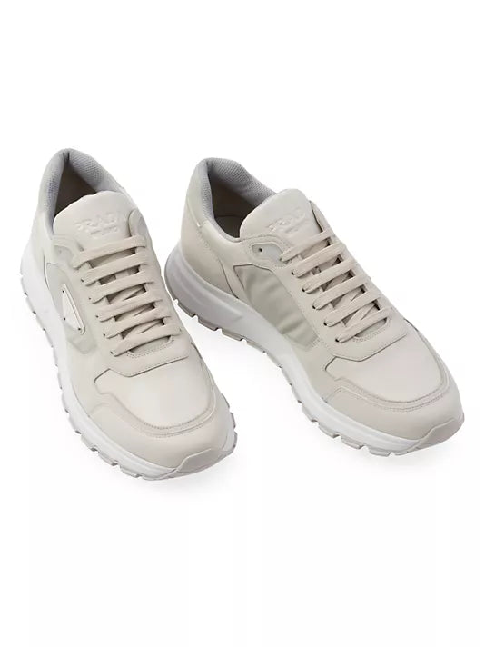 Prada  Nubuck and Re-Nylon High-Top Sneakers