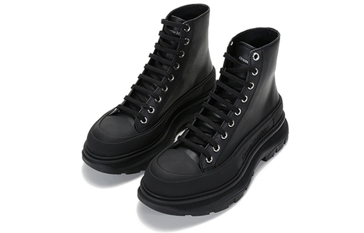 Alexander McQueen Tread Slick Lace Up Boot 'Triple Black Leather' 627206WHZ621081 #