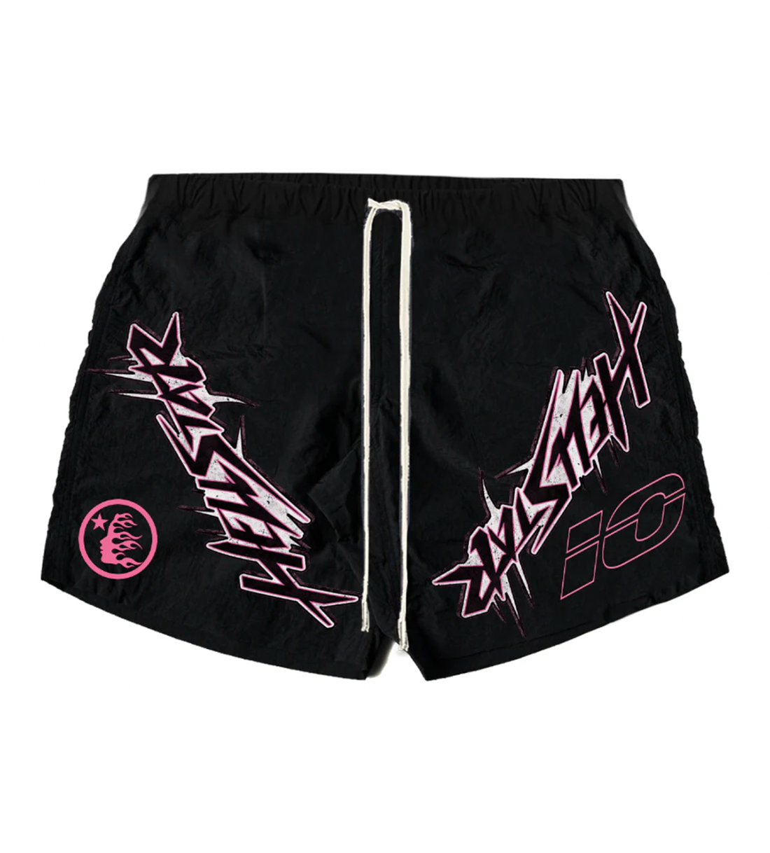 Hellstar Studios Waxed Nylon Athletic Shorts Black